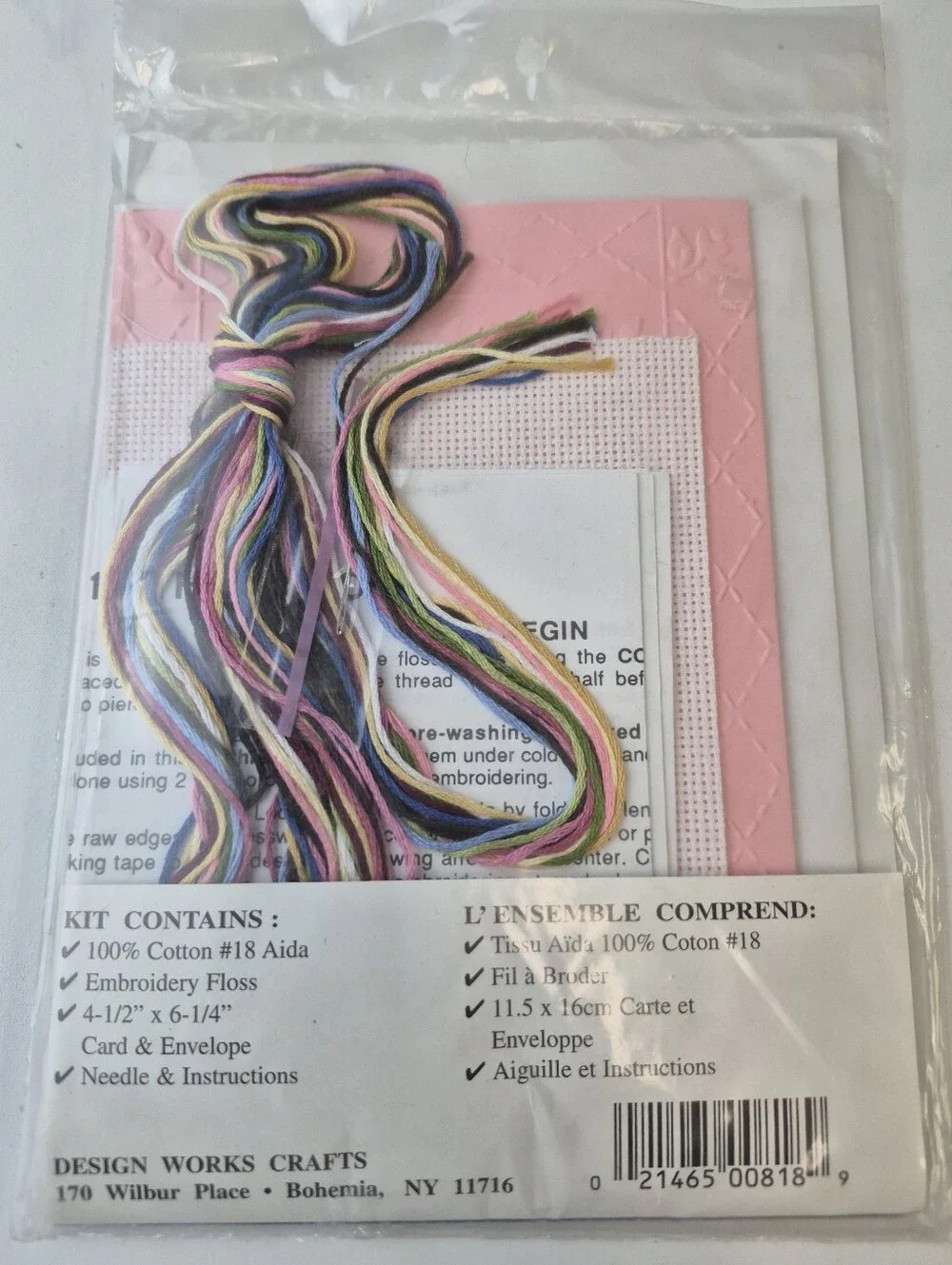 Design Works Crafts #818 Cross Stitch Greetings Thank You Floral Card Kit New
